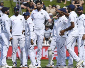 Team India in action at Day 2 of Wellington test