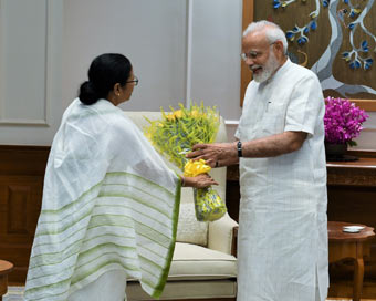 New Delhi: West Bengal Chief Minister Mamata Banerjee meets Prime Minister Narendra Modi in New Delhi on Sep 18, 2019. (Photo: IANS/PMO)