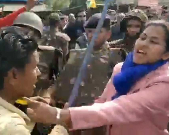 A pro-CAA rally in Biaora town near here turned violent on Sunday. Videos showing the district collector Nidhi Nivedita slapping an unruly protester and deputy collector Priya Verma indulging in a street fight went viral on Sunday. There were furious