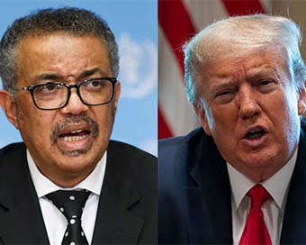 WHO Director-General Tedros Adhanom Ghebreyesus and US President Donald Trump (file pic)